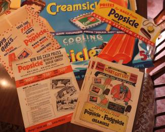 Vintage 1944- 1946 Popsicle Joe Lowe Corp War Time Poster Sign Advertising Set