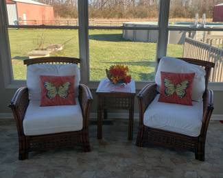 Rattan chairs and table 