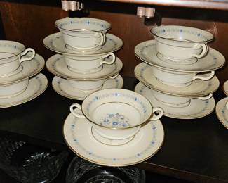 Vtg Castleton Devon China Handle Soup Bowl w/Underplate USA 11 Sets!