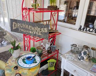 Red Wrought Iron 4 shelf Baker Rack!