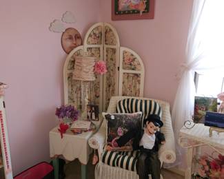 Wood and Fabric Room Divider, VTG Charlie McCarthy Ventriloquist Doll, Etc!
