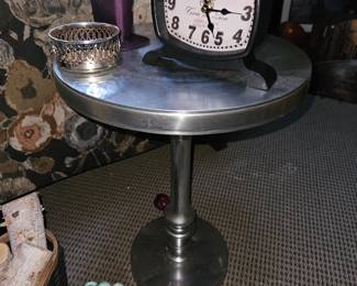 Round Silver Metal Accent Table!