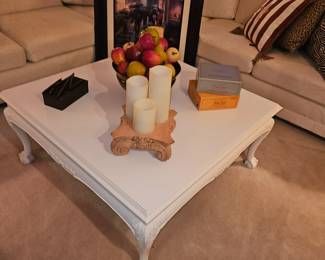 White Coffee Table w/Claw & Ball Feet!