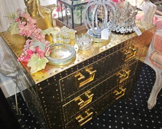Brass-Clad 3 drawer chest by Sarreid!