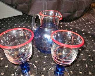 Signed Kosta Boda Margarita Pitcher & 2 Glasses!