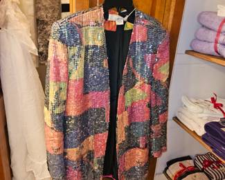 Vtg Platinum By Dorothy Schoellen Blk Multi Color Jacket!
