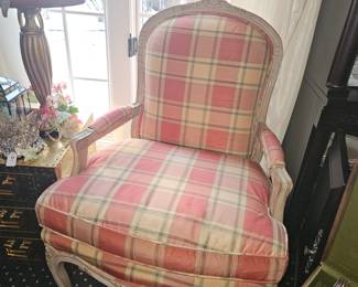 Jeffco Hickory NC Plaid Blond Wood Arm Chair!