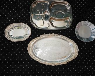 Sheridan silver plated tray, IHI made in India Round silver dish, VTG silver plated footed divided serving tray well tree pattern, Newport silver plated YB19!