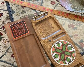 Mid-century wood serving trays.