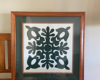 Tropical clay wood framed hand thrown ceramic tile.