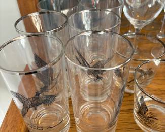 Vintage glassware set with eagles.