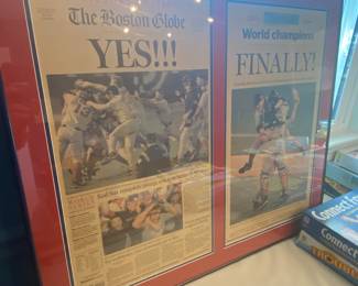 Framed Boston Red Sox World Series Win Newspaper.