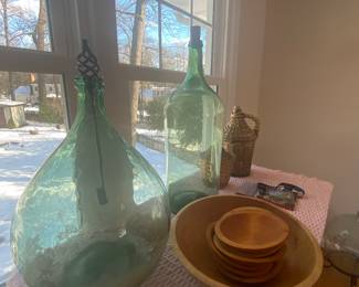 Italian handblown demijohn bottles.