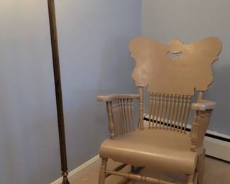 Vintage Rocking Chair with Vintage Alladin Style Floor Lamp