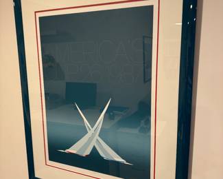 Framed "America's Cup 26, 1987" Serigraph Signed Keith Reynolds (28-1/2"H x 22-1/2"W)