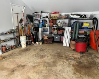 Garage Full of Hand Tools, Yard Tools & Outdoor Accessories
