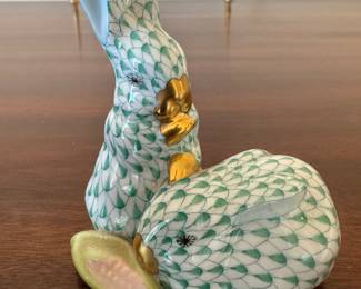 Herend Porcelain Rabbits Figurine