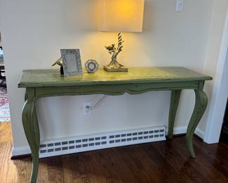 Green Antiqued Console Table (55"W x 29-1/2"H x 16"D)