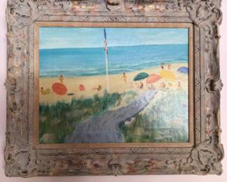 Beautiful original oil signed by artist. Handcarved frame. $500