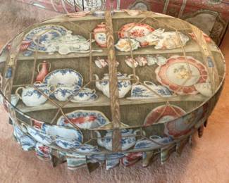 Tea fabric ottoman $75