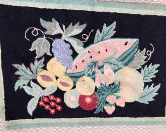 Antique hand knotted fruit area rug $75. 24x36