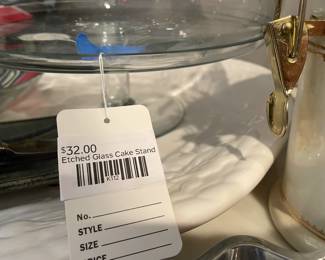 Etched Glass Cake Stand