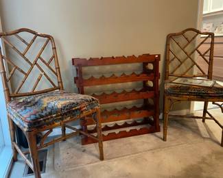Chippendale chairs, Wooden wine rack
