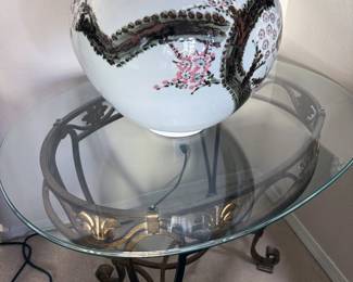 Asian vase, glass side table