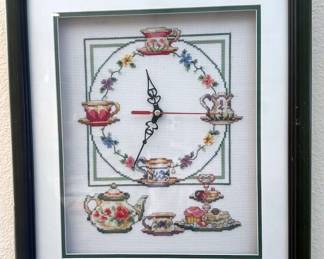 Cross-stitch wall clock