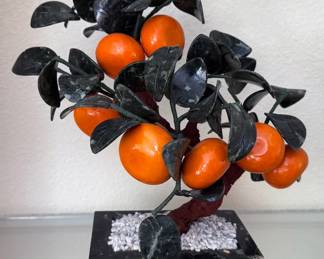 Tangerine bonsai art piece, for good fung shui