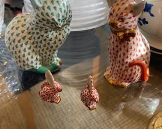 Large Herend Cats $75 (BOTH ARE SOLD) , bunnies Herend $40