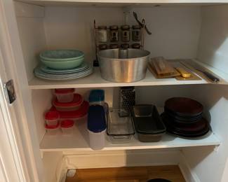 Pans, dishes, and spices 