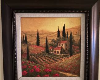 Vineyard and mountain side scenic painting