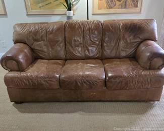 Nice 3 Person All Natural Leather Sleeper Sofa