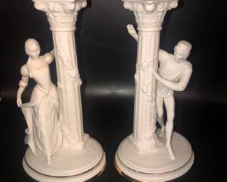 The Romeo and Juliet Fine Porcelain Giled Candlesticks