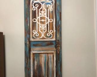 Decorative Wall Canvas with Weathered Wooden Door Look