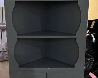 Blue Distressed Corner Cabinet