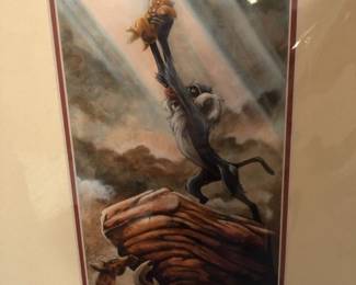 Original Matted Print A King is Born Lion King