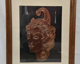 Nice Tribal African Hammered Copper Wall Art