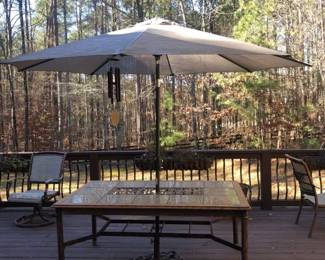 Retractable Patio Umbrella with Base