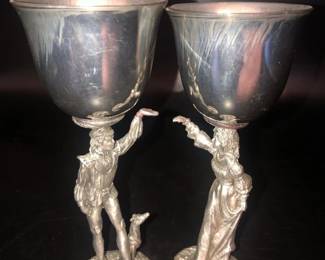 Pair of Small Pewter Goblets