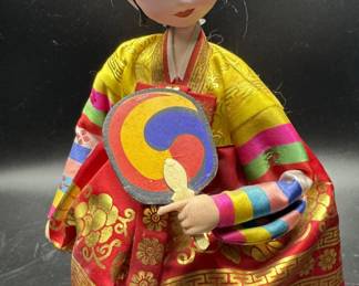 Vintage Asian Collector Doll on Stand