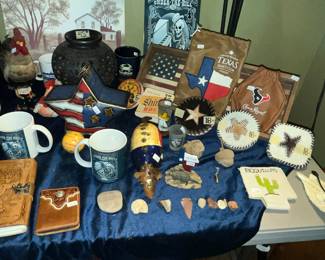 Leather coasters, arrowheads, more