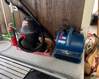 Shop vac and floor fans