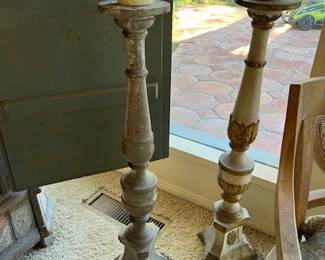 Antique Painted Floor Candles