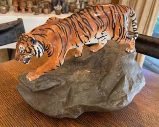 Tiger on a Rock Sculpture, Royal Daulton