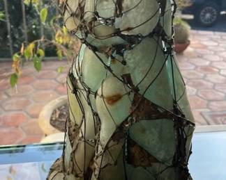 Antique Sea Glass Cat Sculpture