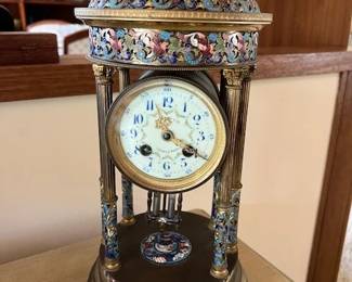 French Champleve Enamel Clock