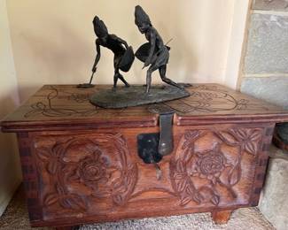 Carved Chest (close) - Figural African Bronze