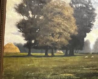 Large Antique Painting app 44” x 33”
Landscape w/Sheep